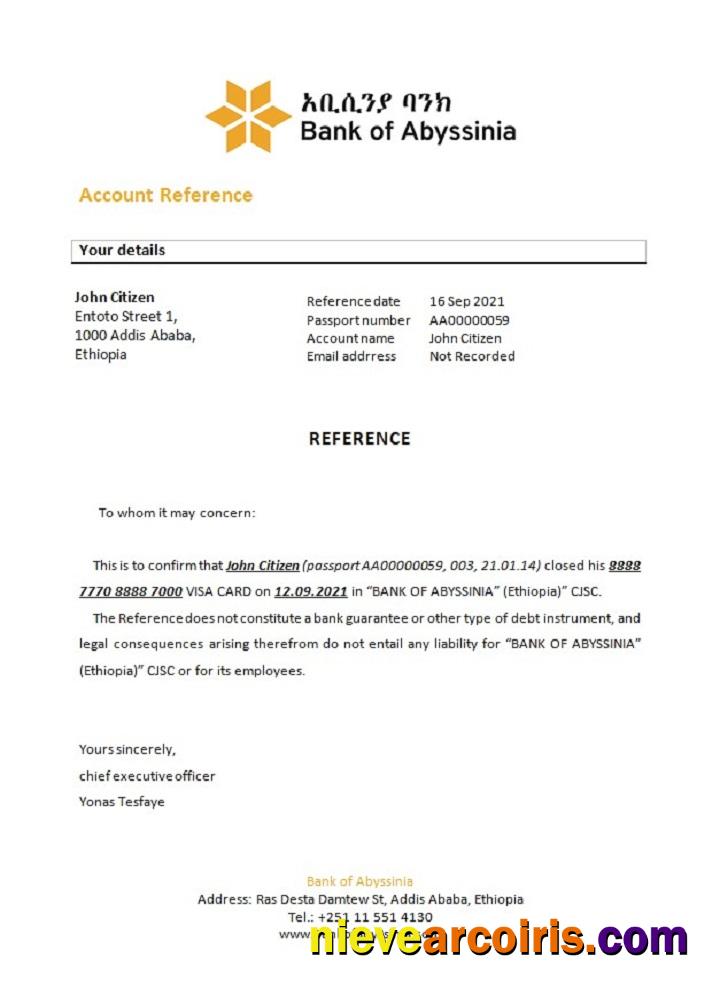 Ethiopia Abyssinia closure reference